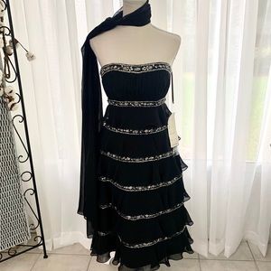 Sarah Danielle Black Tier Ruffle Dress, NWT! Sz 4
